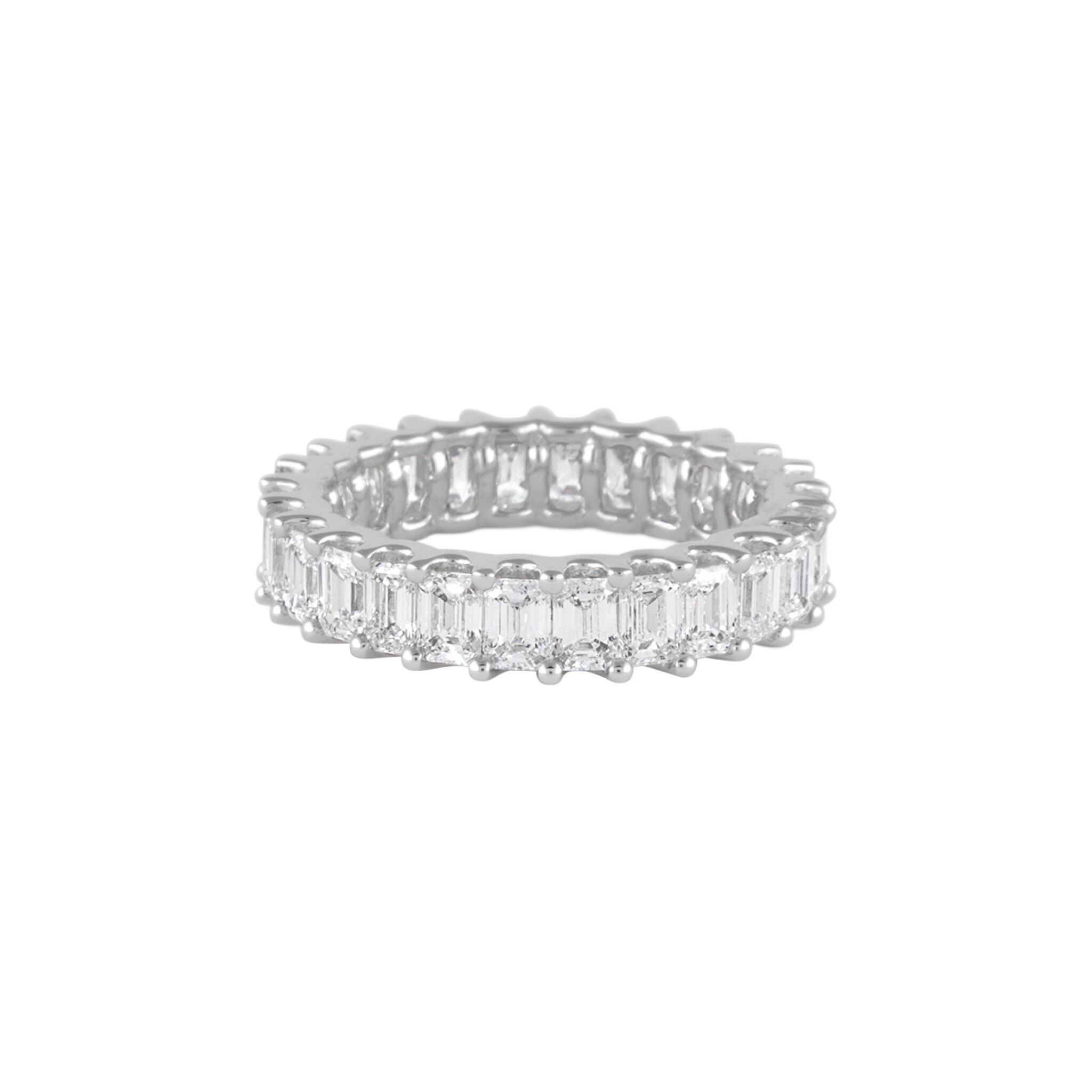 White Gold and 3.80ctw Emerald Cut Eternity Band Ring — view 1