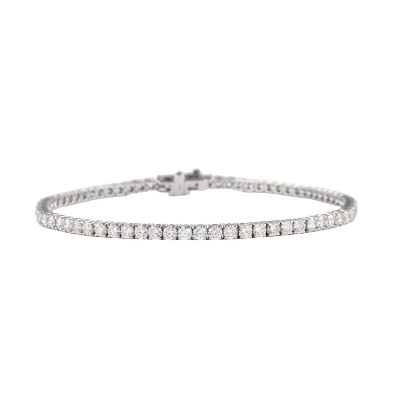 White Gold and 3.90ctw Round Brilliant Cut Diamond Tennis Bracelet