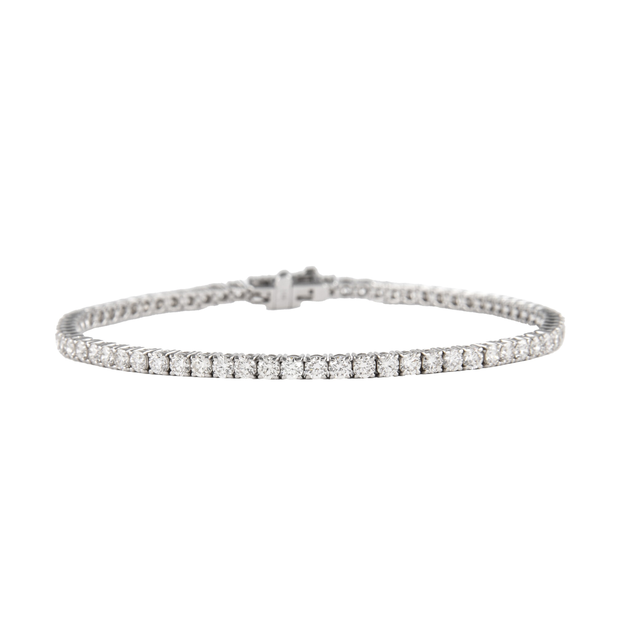 White Gold and 3.90ctw Round Brilliant Cut Diamond Tennis Bracelet — view 1