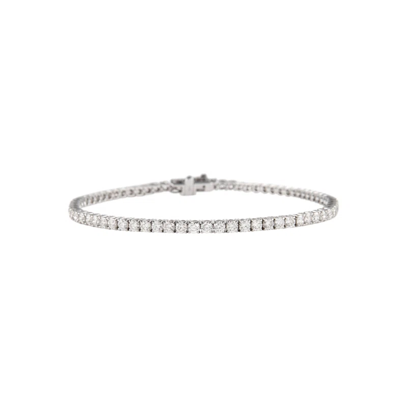 White Gold and 3.95ctw Round Brilliant Cut Diamond Tennis Bracelet