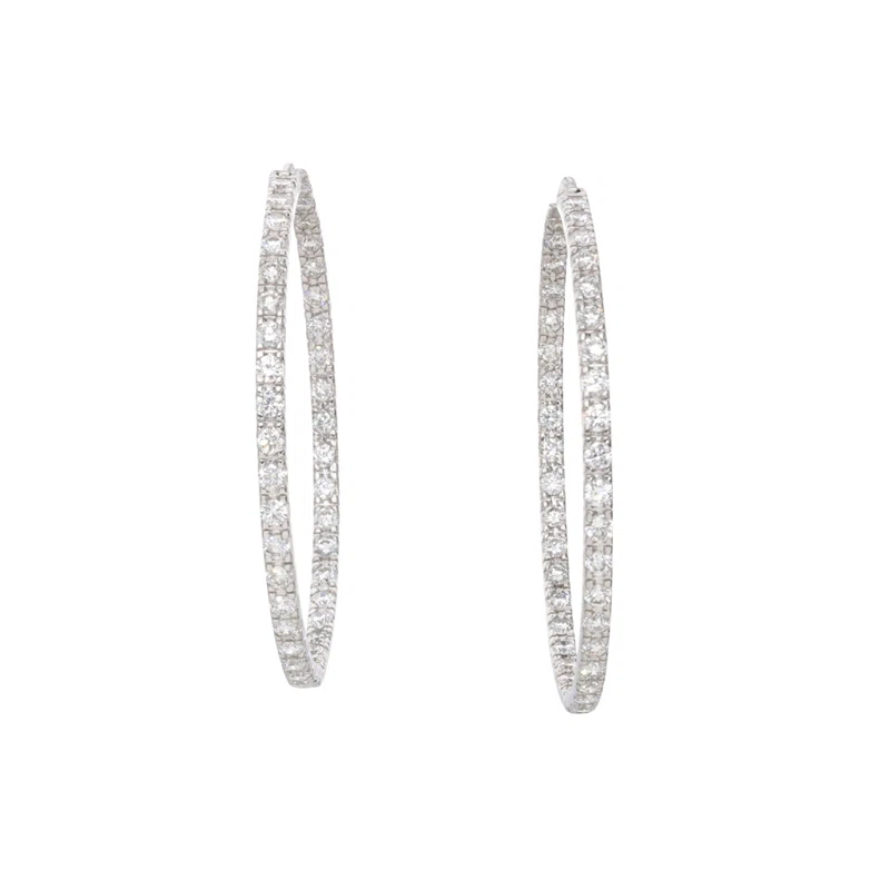 White Gold and 4.05ct Diamond Hoop Earrings