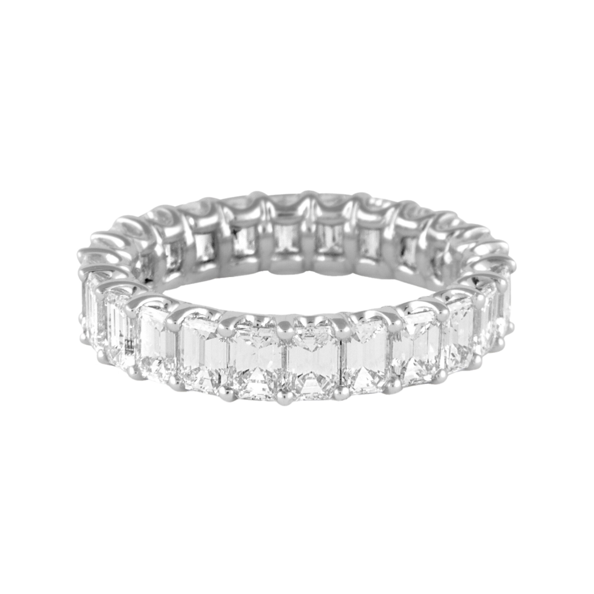 White Gold and 4.10ctw Emerald Cut Diamond Eternity Band Ring — view 1