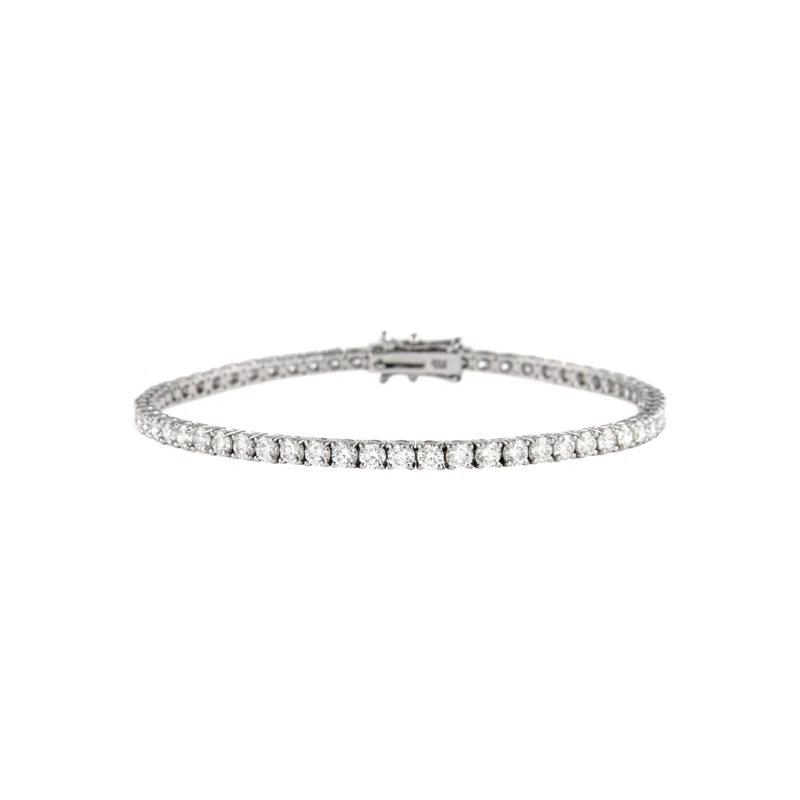White Gold and 4.35ctw Round Brilliant Cut Diamond Tennis Bracelet
