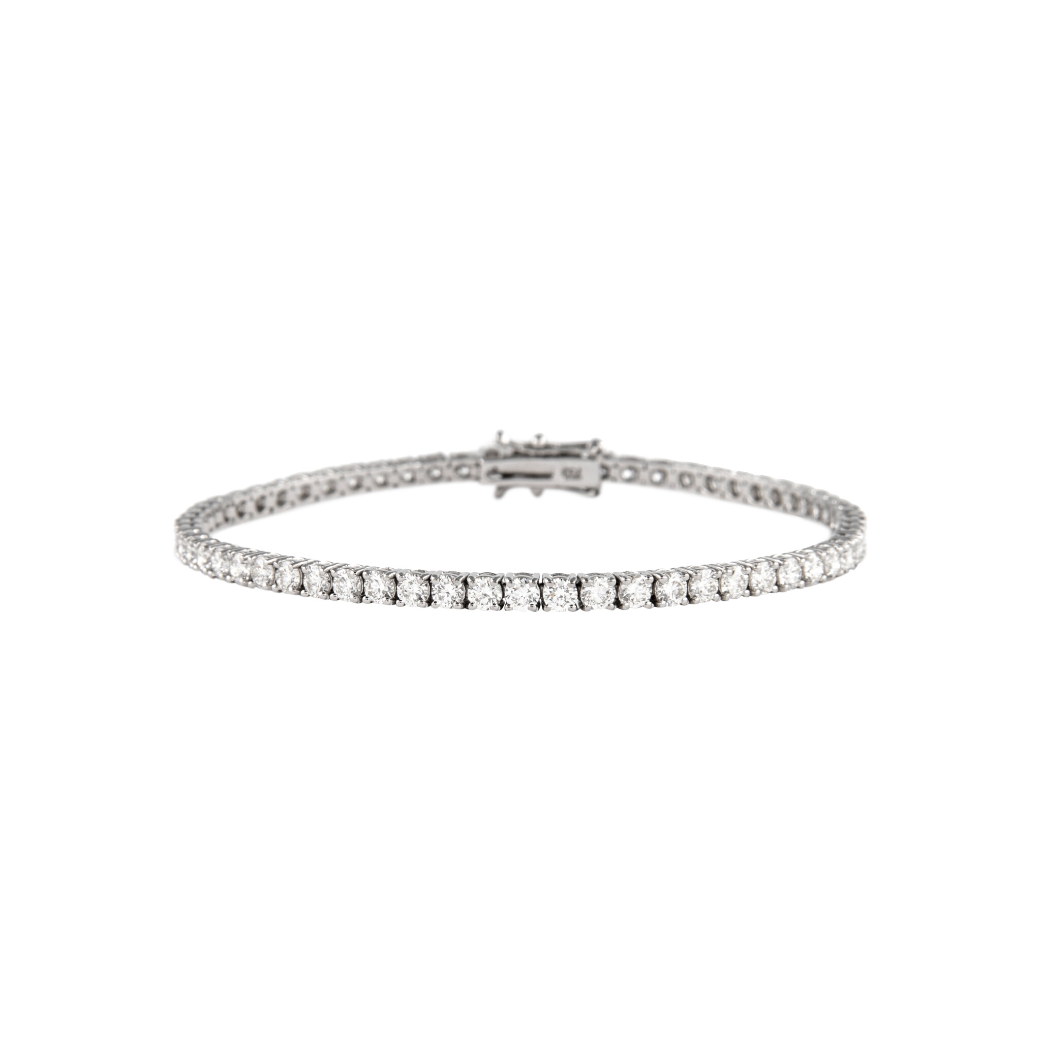 White Gold and 4.35ctw Round Brilliant Cut Diamond Tennis Bracelet — view 1
