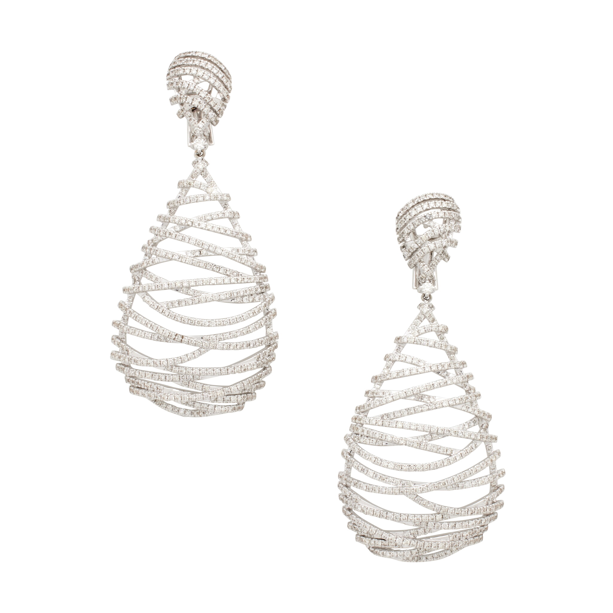 White Gold and 4.50ctw Diamond Drop Earrings — view 1