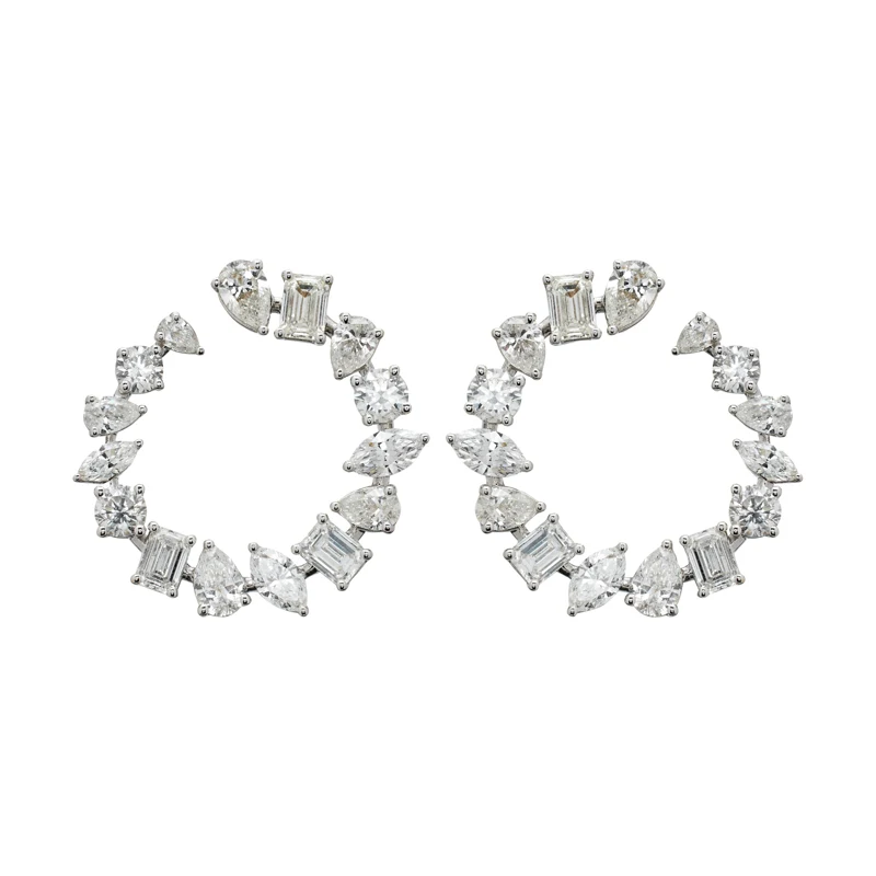 White Gold and 4.10ctw Fancy Cut Diamond Earrings