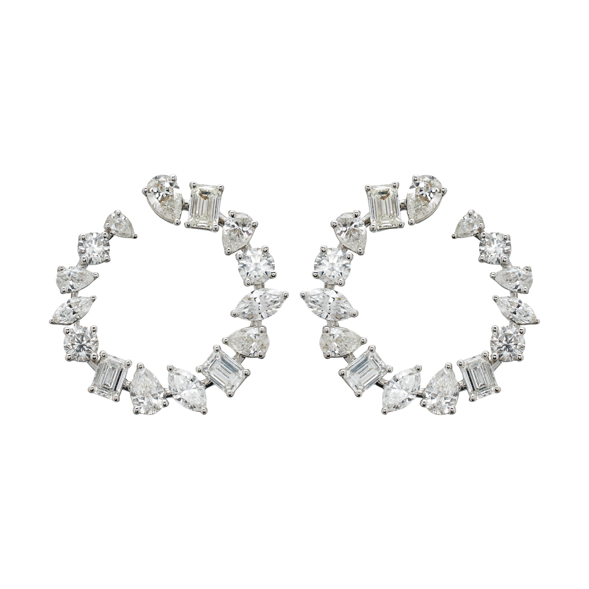 White Gold and 4.10ctw Fancy Cut Diamond Earrings — view 1