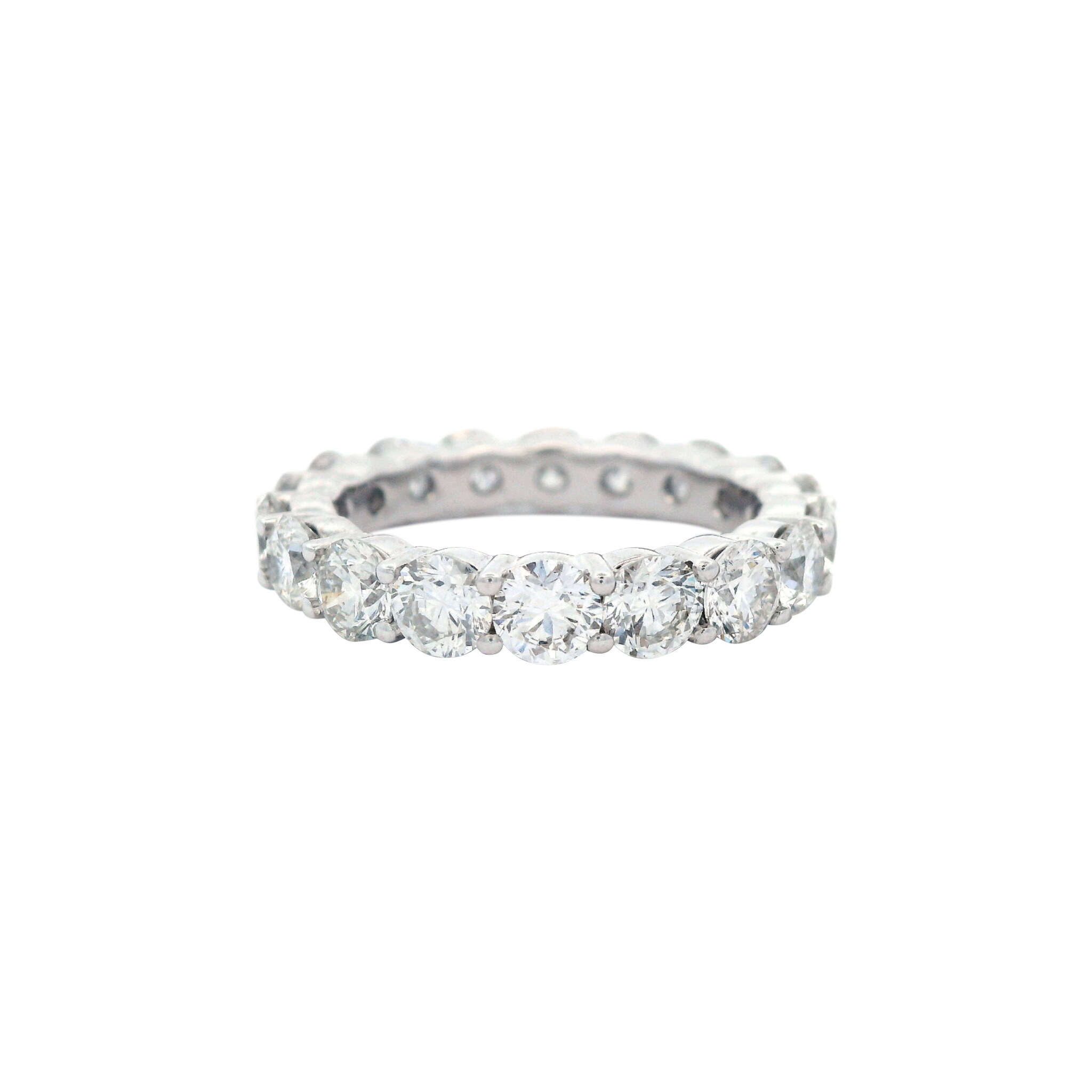 White Gold and 4.25ctw Round Brilliant Cut Diamond Eternity Band Ring — view 1
