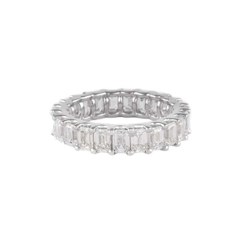 White Gold and 4.50ctw Emerald Cut Diamond Eternity Band Ring