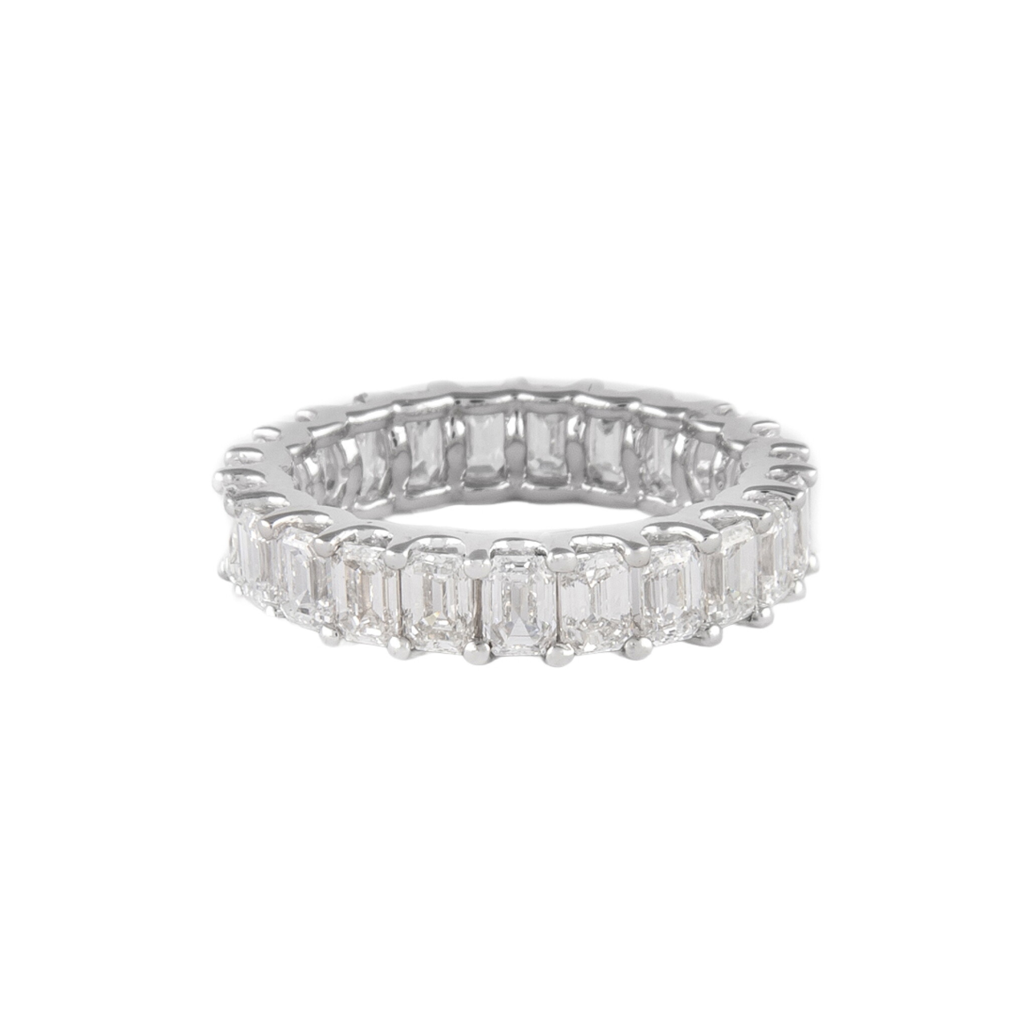 White Gold and 4.50ctw Emerald Cut Diamond Eternity Band Ring — view 1