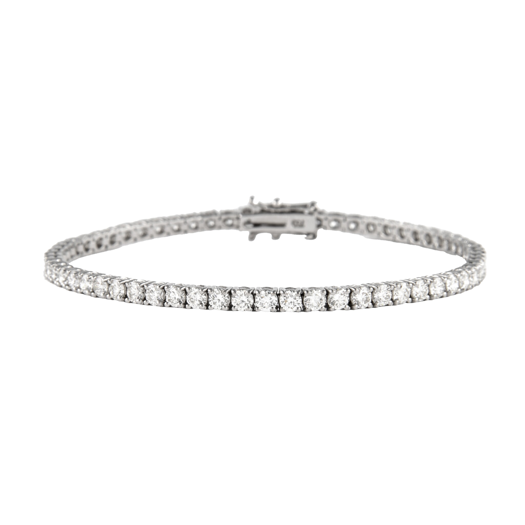 White Gold and 4.85ctw Round Brilliant Cut Diamond Tennis Bracelet — view 1