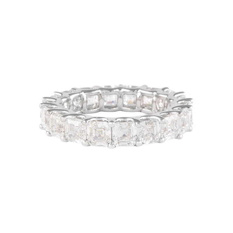 White Gold and 5.50ctw Asscher Cut Diamond Eternity Band Ring