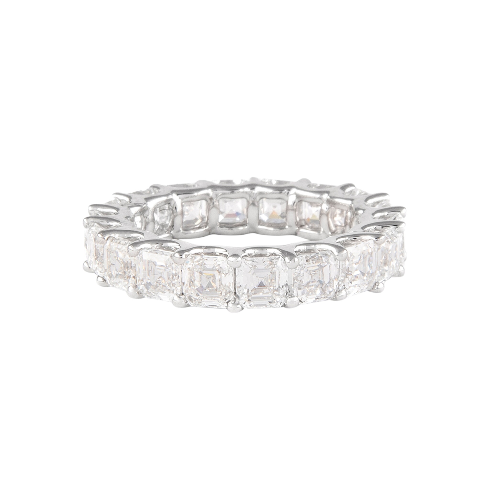 White Gold and 5.50ctw Asscher Cut Diamond Eternity Band Ring — view 1