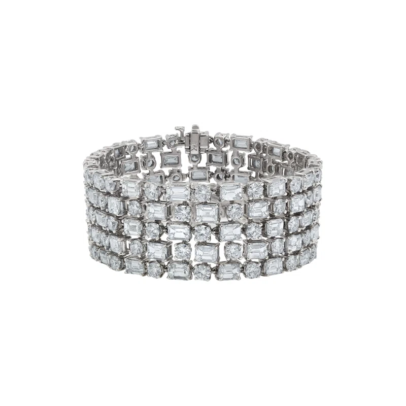 White Gold and 50.00ctw Fancy Cut Diamond Five Row Bracelet