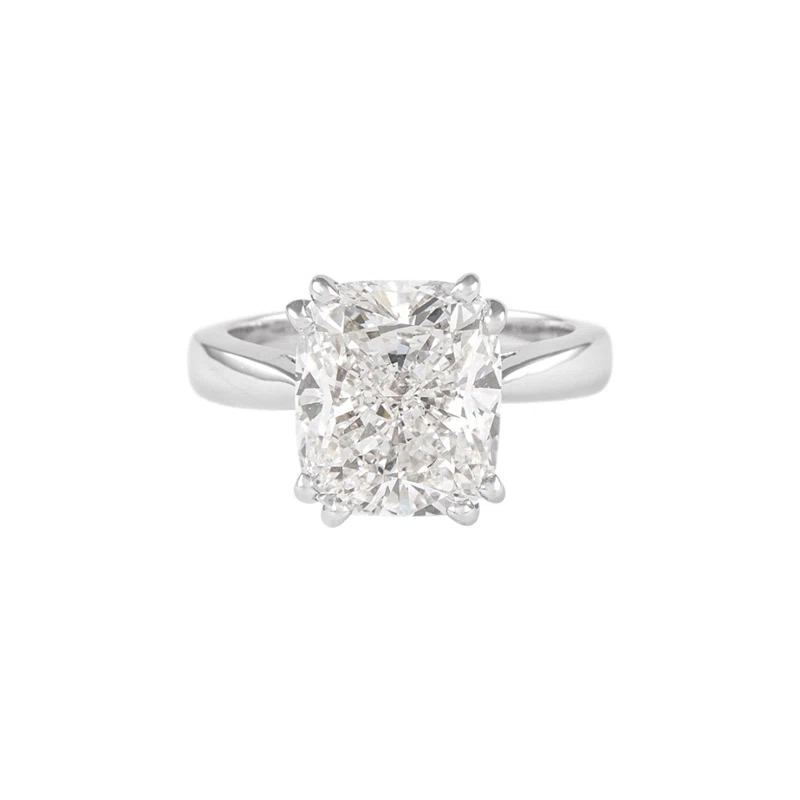 White Gold and 5.01ct Cushion Cut Diamond Engagement Ring
