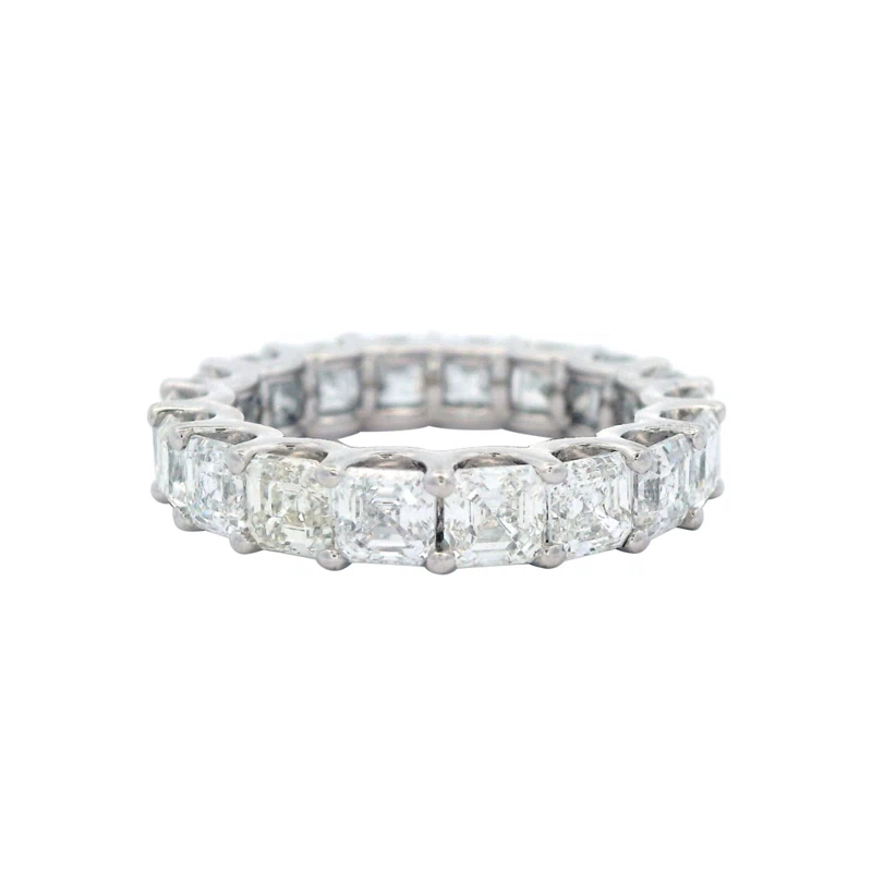 White Gold and 5.50ctw Asscher Cut Diamond Eternity Band Ring