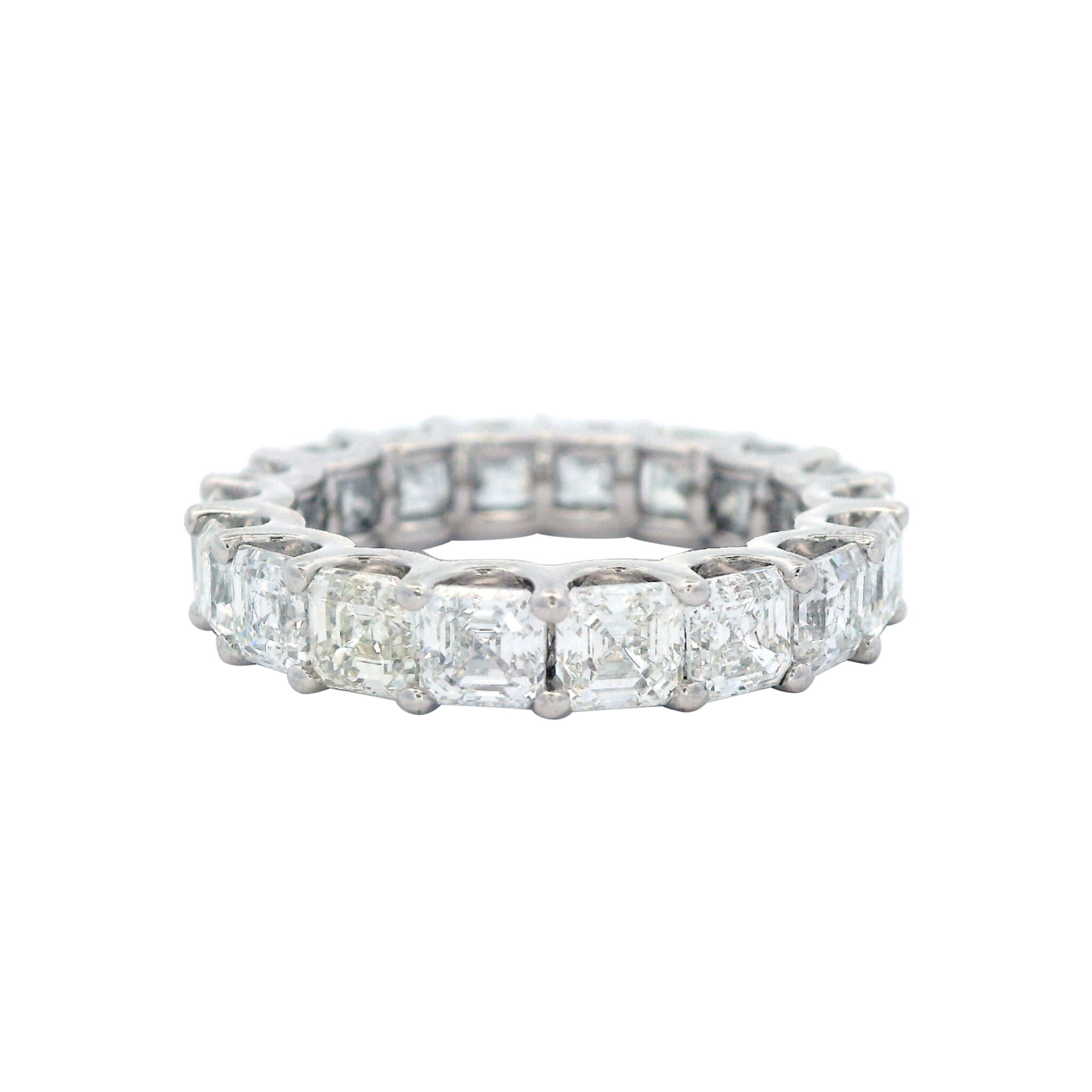 White Gold and 5.50ctw Asscher Cut Diamond Eternity Band Ring — view 1