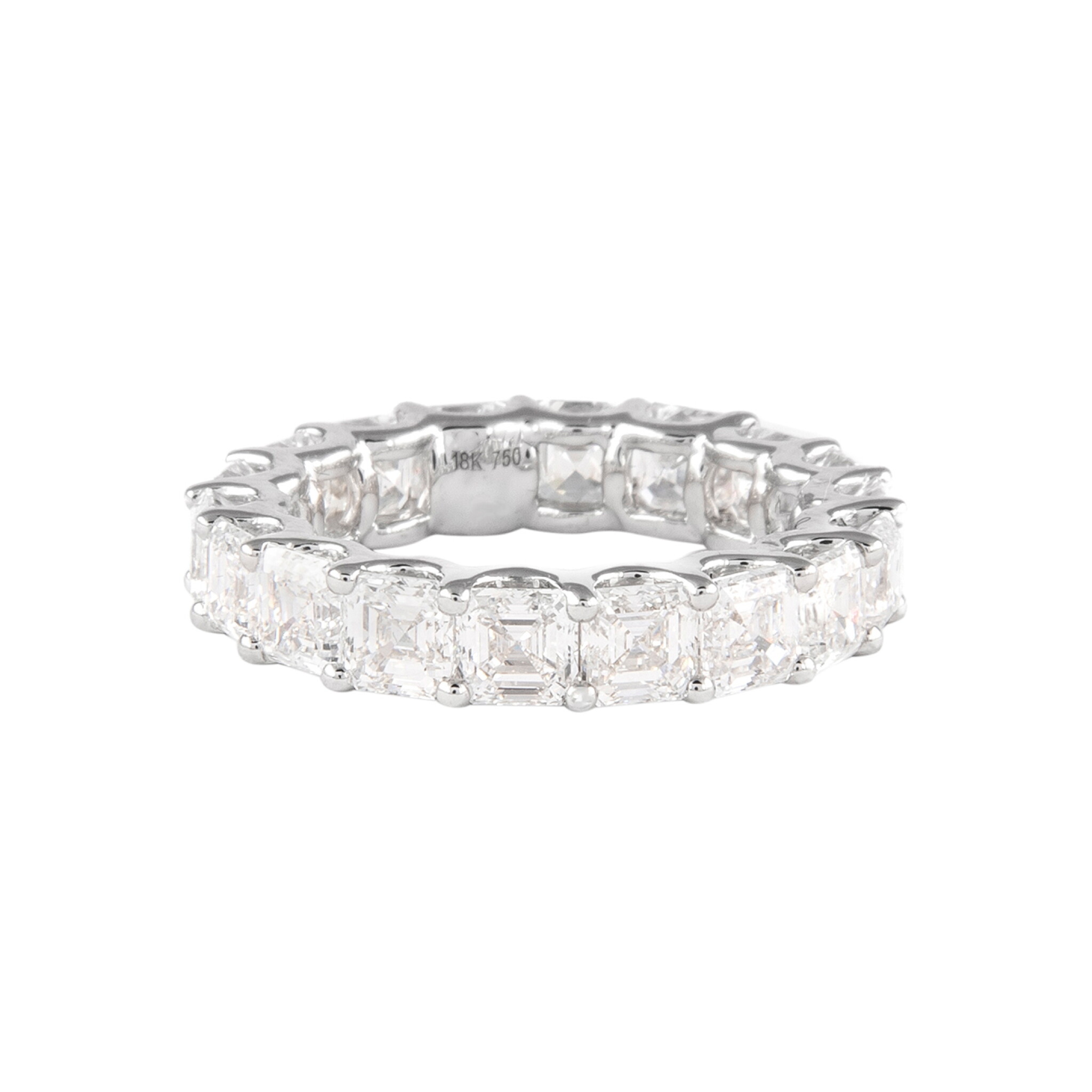 White Gold and 5.70ctw Asscher Cut Diamond Eternity Band Ring — view 1