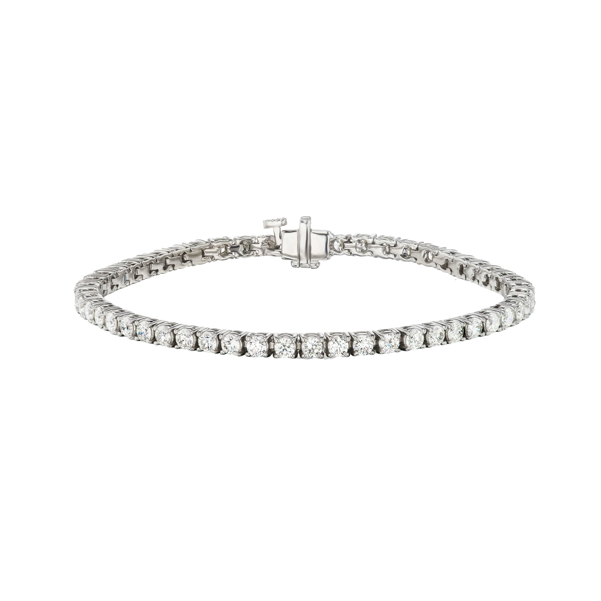 White Gold and 5.70ctw Round Brilliant Cut Diamond Tennis Bracelet — view 1
