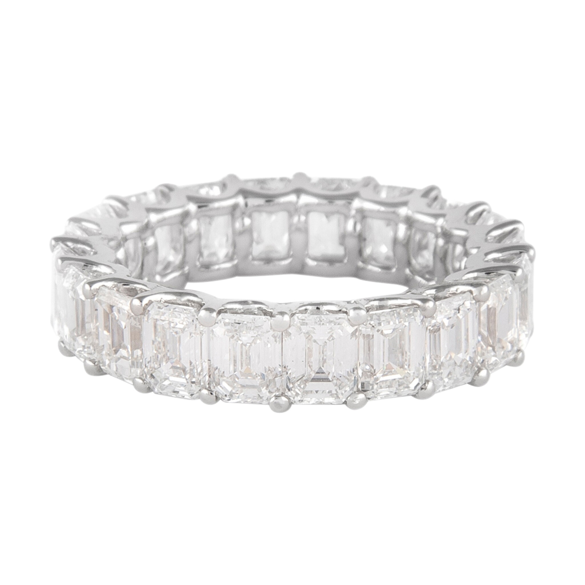 White Gold and 5.90ctw Emerald Cut Diamond Eternity Band Ring — view 1