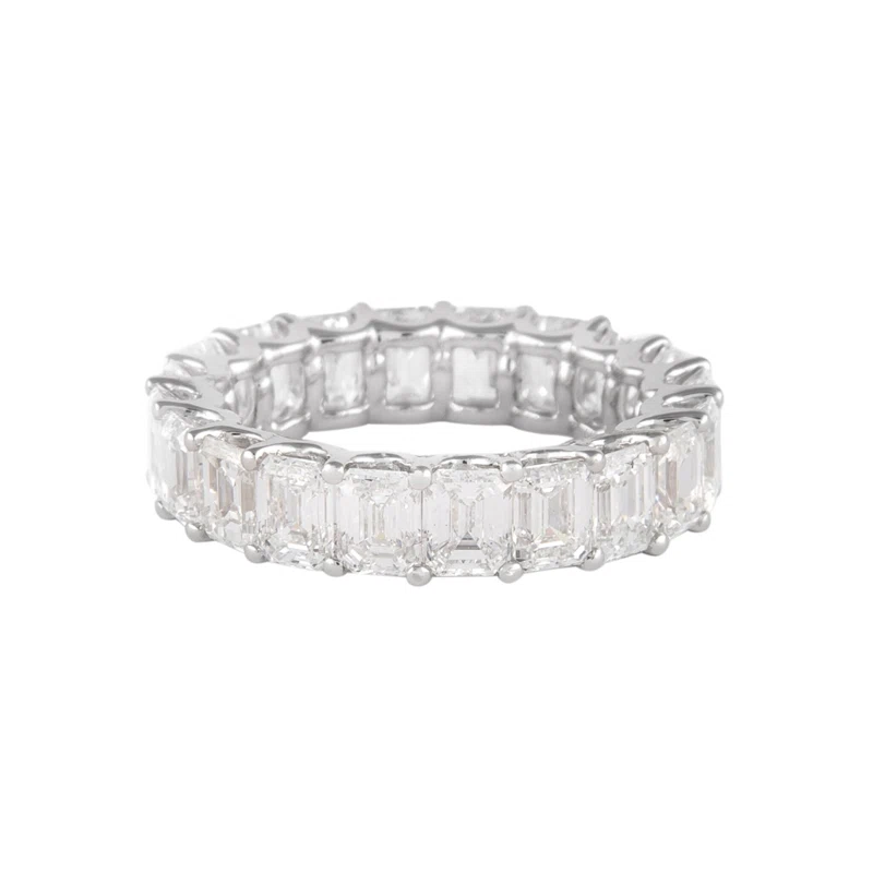 White Gold and 5.90ctw Emerald Cut Diamond Eternity Band Ring