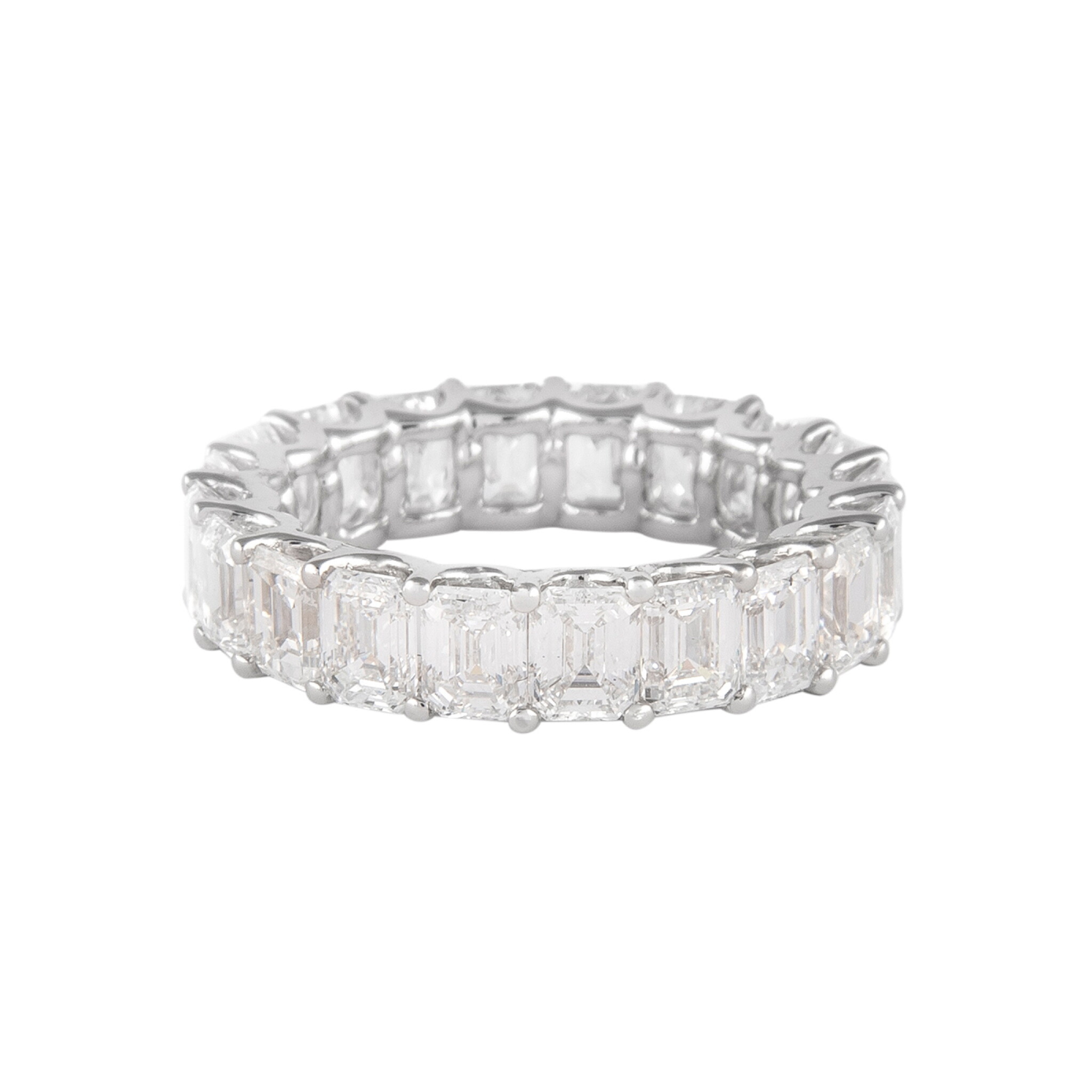 White Gold and 5.90ctw Emerald Cut Diamond Eternity Band Ring — view 1