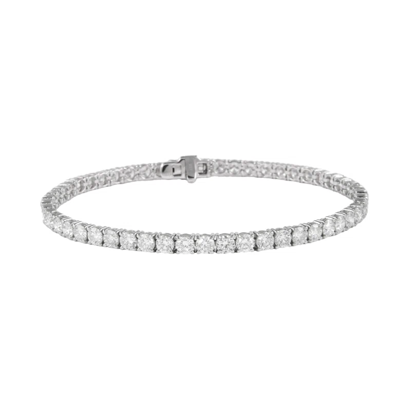 White Gold and 5.95ctw Round Brilliant Cut Diamond Tennis Bracelet
