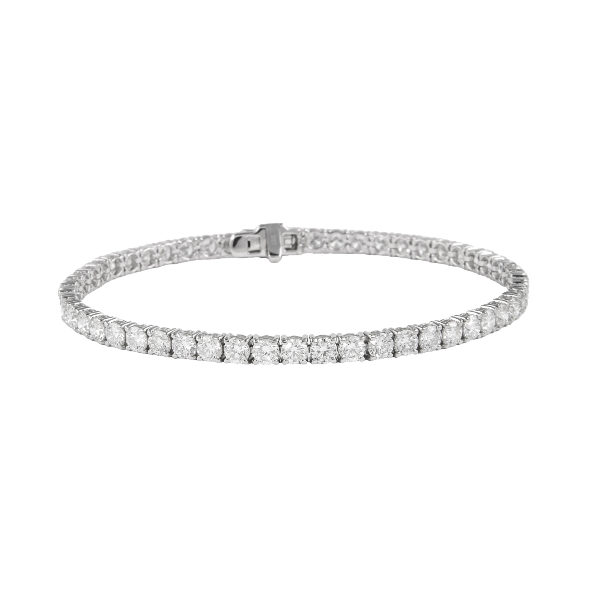 White Gold and 5.95ctw Round Brilliant Cut Diamond Tennis Bracelet — view 1