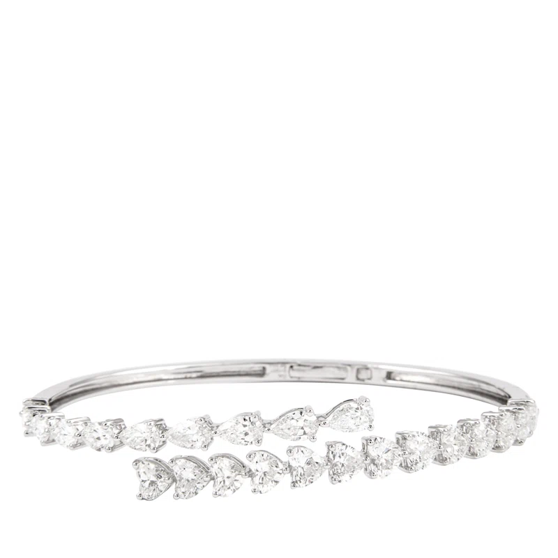 White Gold and 6.40ct Diamond Bypass Bangle Bracelet