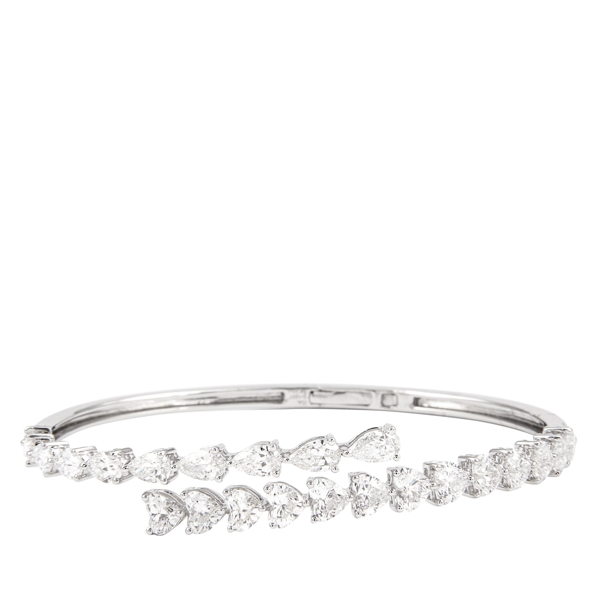 White Gold and 6.40ct Diamond Bypass Bangle Bracelet — view 1