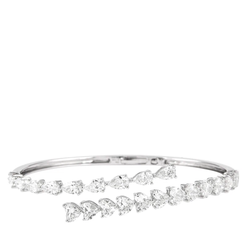 White Gold and 6.50ct Diamond Bypass Bangle Bracelet