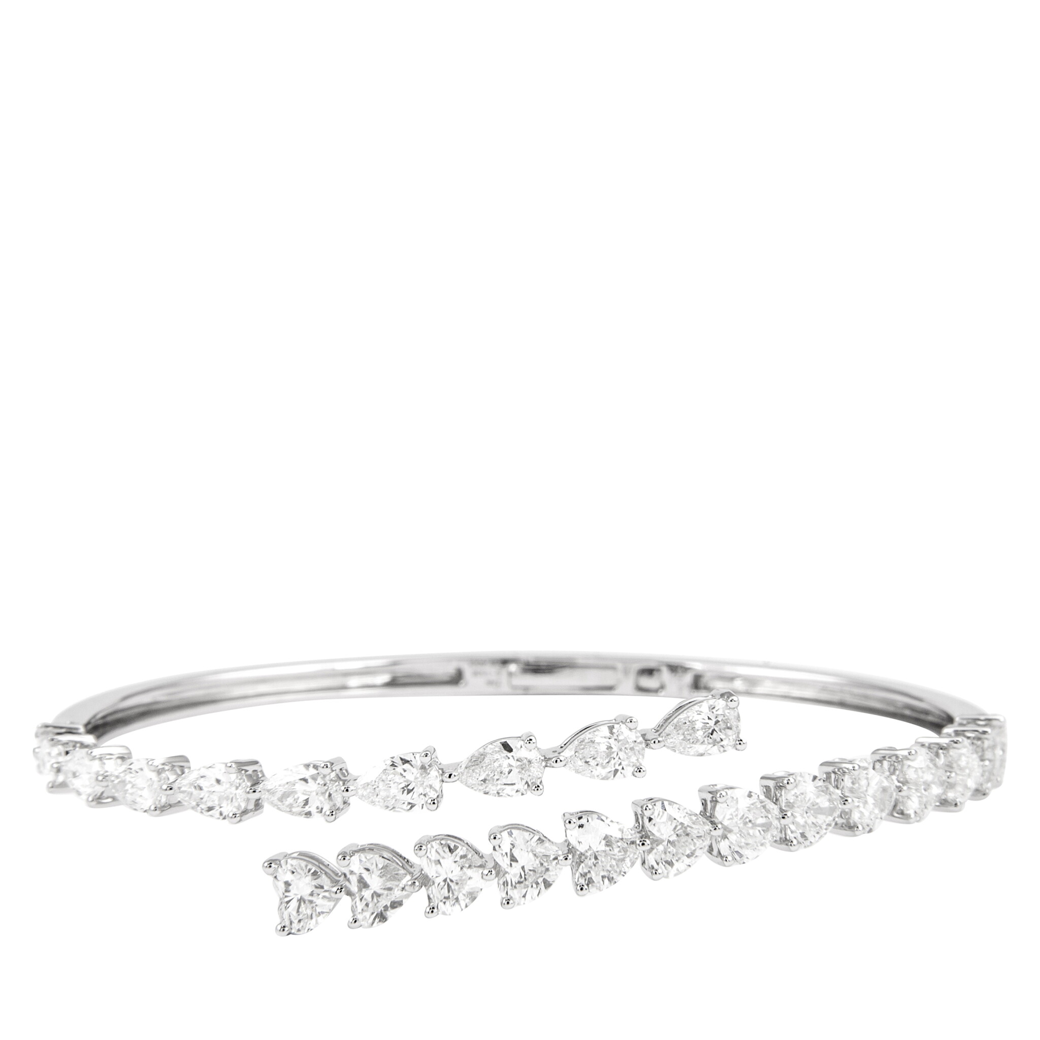 White Gold and 6.50ct Diamond Bypass Bangle Bracelet — view 1