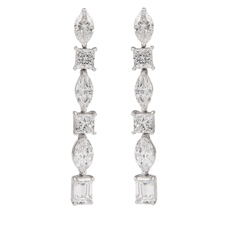White Gold and 6.50ct Diamond Drop Earrings