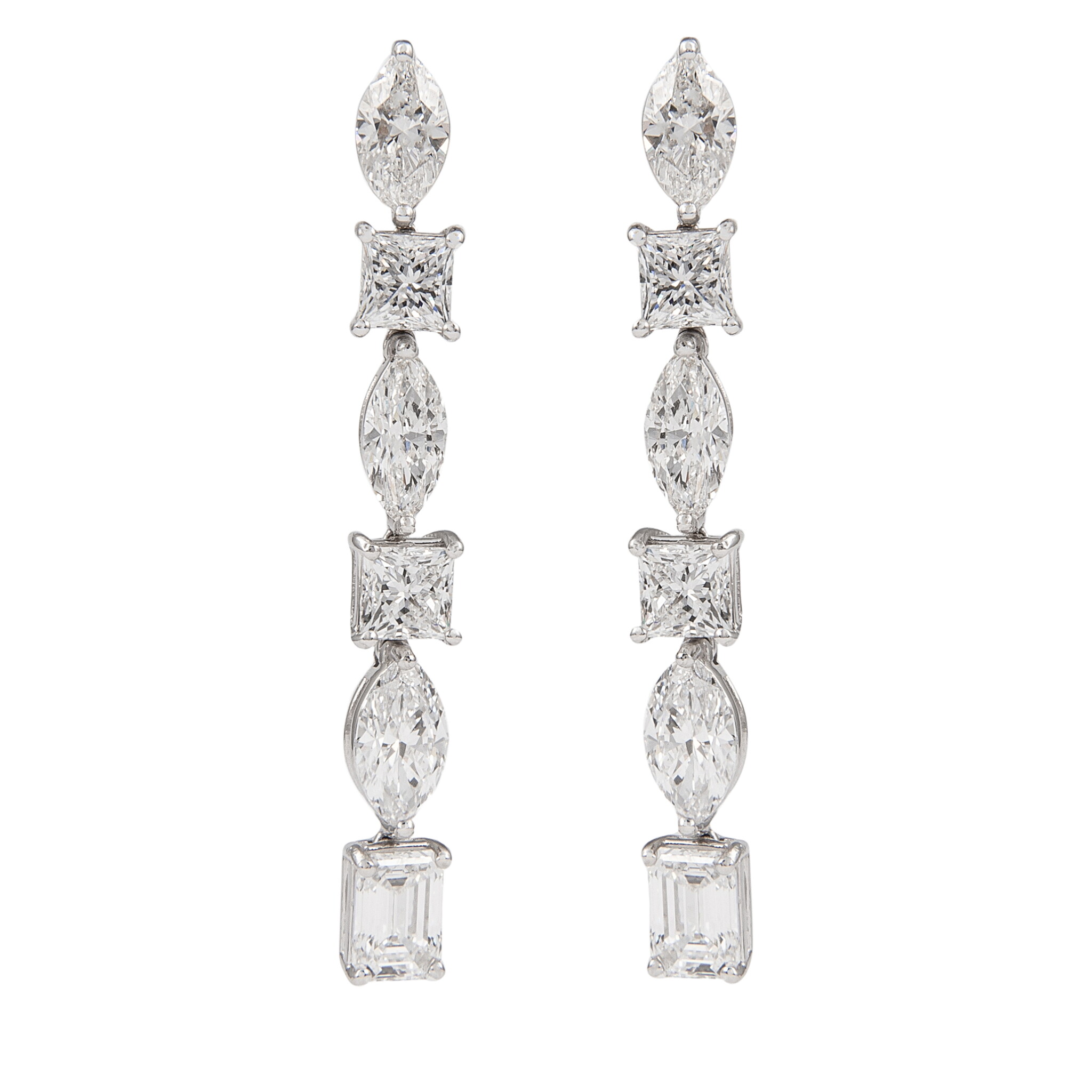 White Gold and 6.50ct Diamond Drop Earrings — view 1