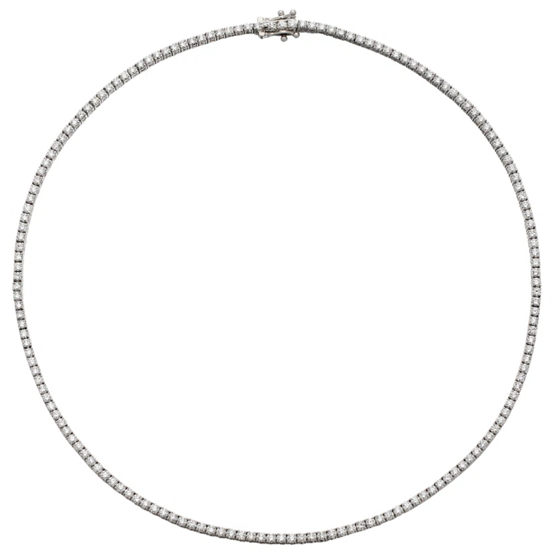 White Gold and 6.70ctw Round Brilliant Cut Diamond Tennis Necklace