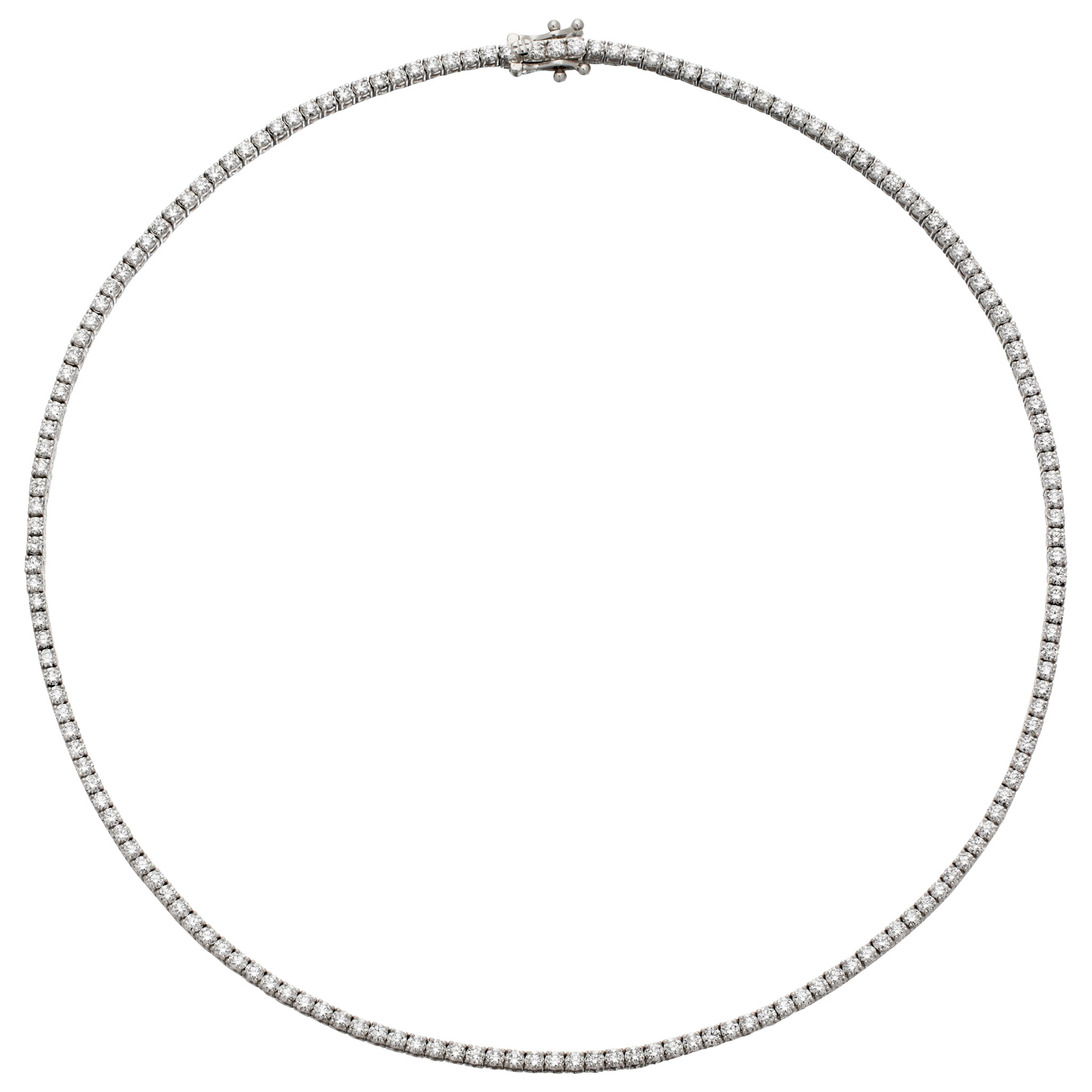 White Gold and 6.70ctw Round Brilliant Cut Diamond Tennis Necklace — view 1