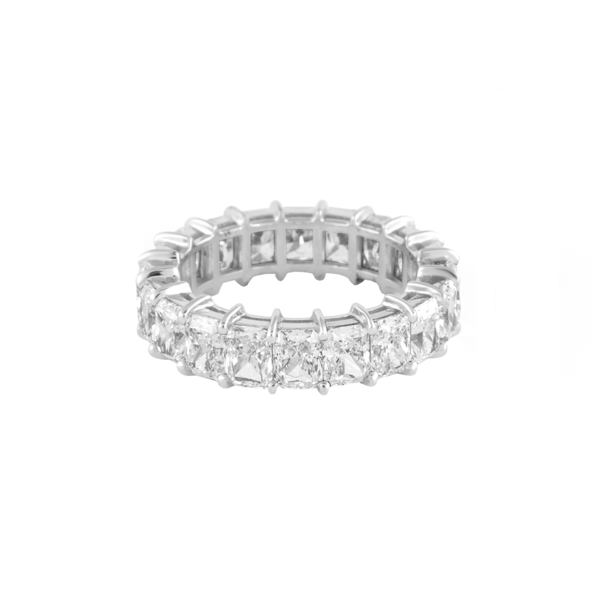 White Gold and 6.20ctw Radiant Cut Diamond Eternity Band Ring — view 1