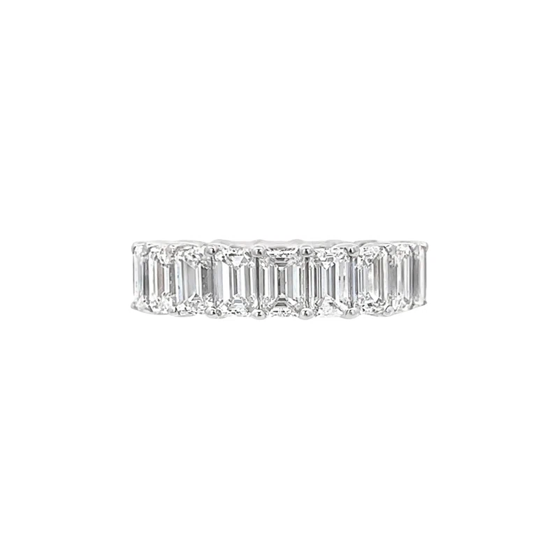 White Gold and 6.25ctw Emerald Cut Diamond Eternity Band Ring
