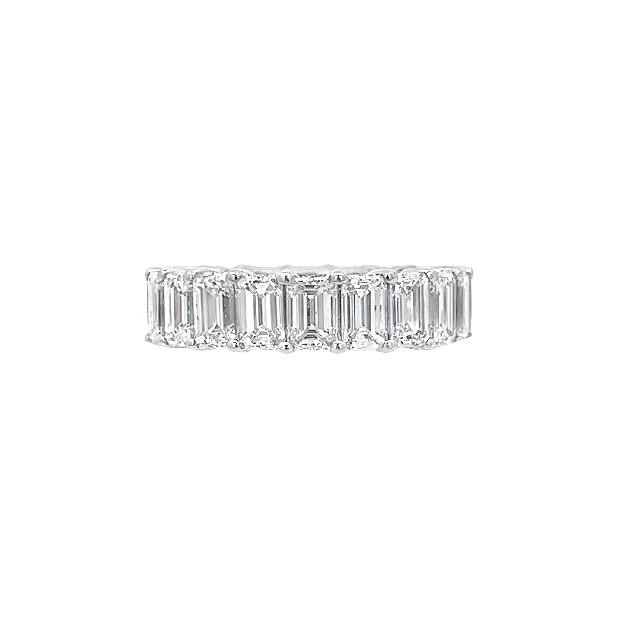 White Gold and 6.25ctw Emerald Cut Diamond Eternity Band Ring — view 1