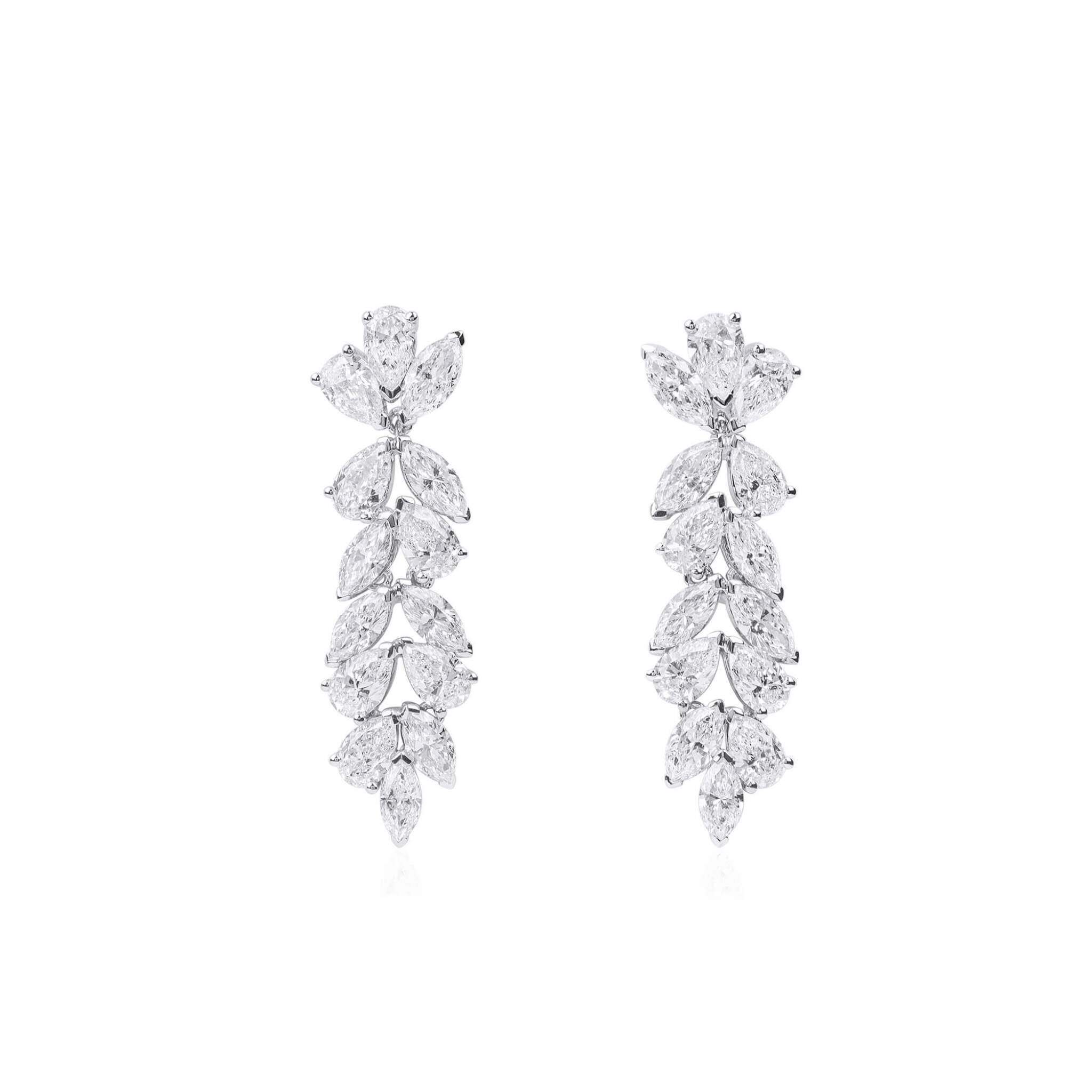 White Gold and Diamond Drop Earrings — view 1