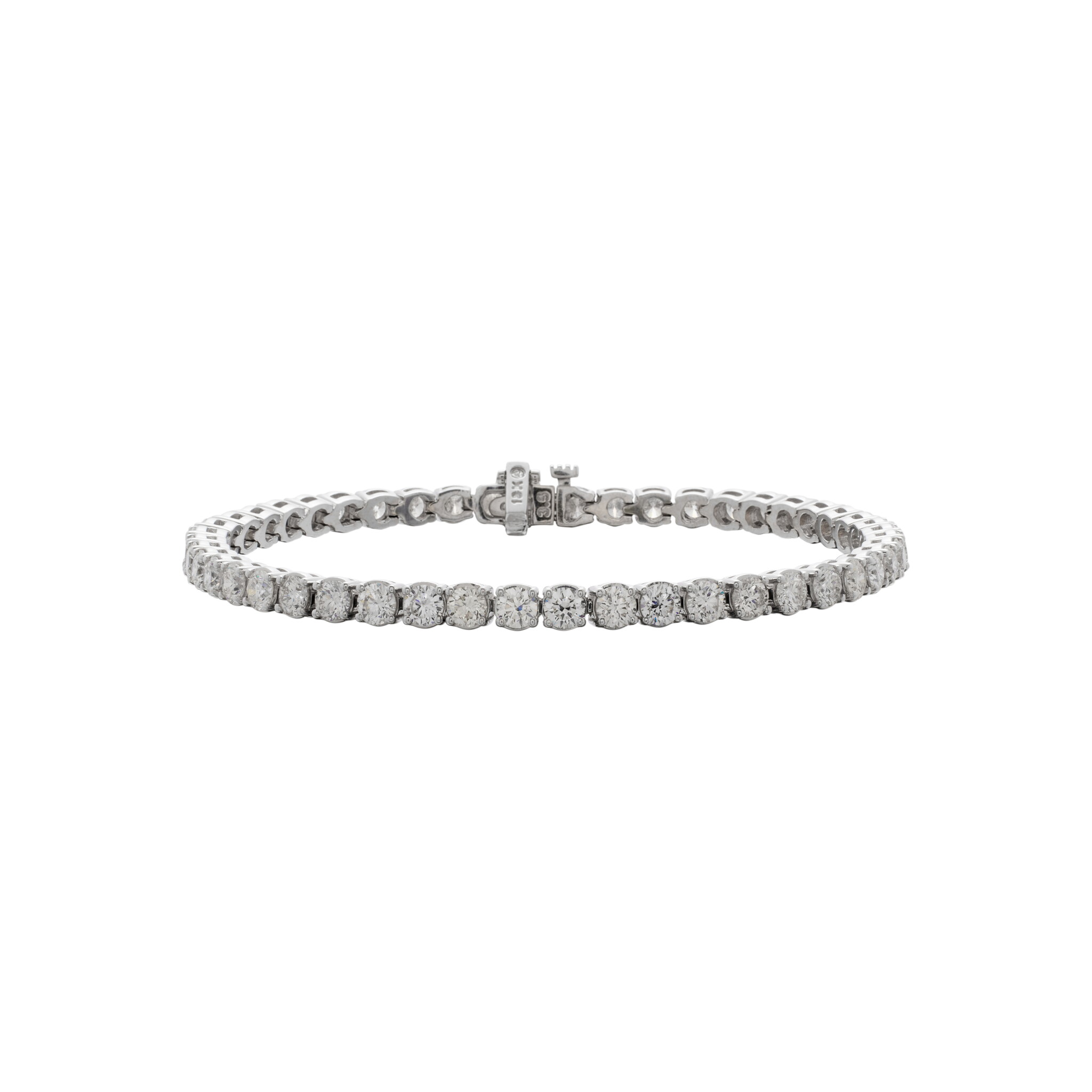 White Gold and 6.70ctw Round Brilliant Cut Diamond Tennis Bracelet — view 1