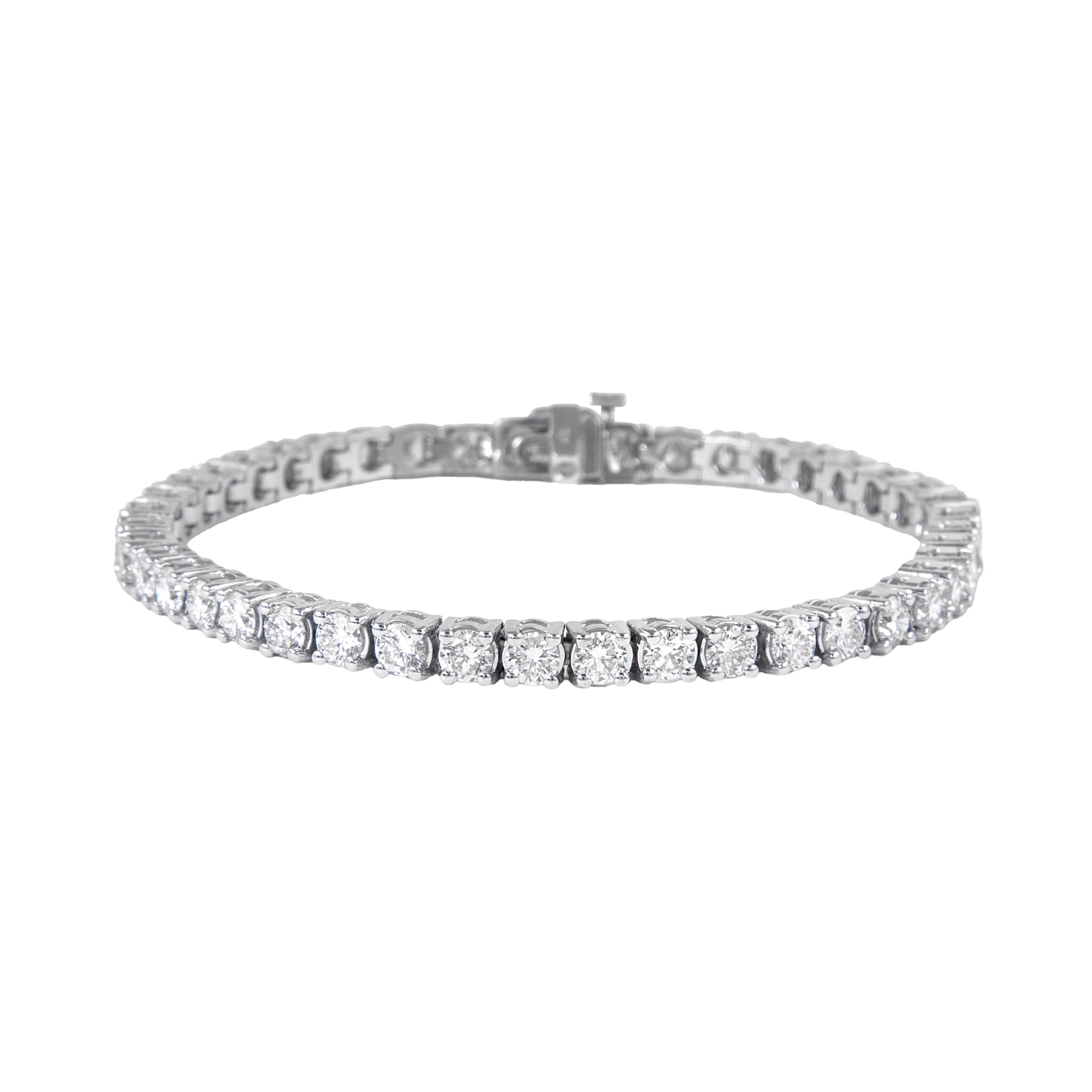 White Gold and 6.85ctw Round Brilliant Cut diamond Tennis Bracelet — view 1