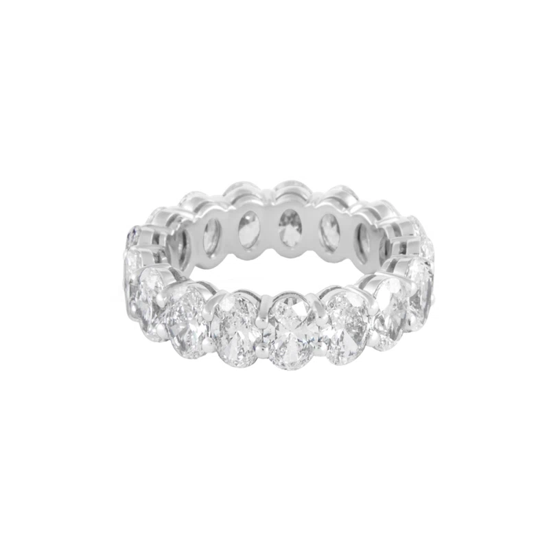 White Gold and 6.85ctw Oval Cut Diamond Eternity Band Ring