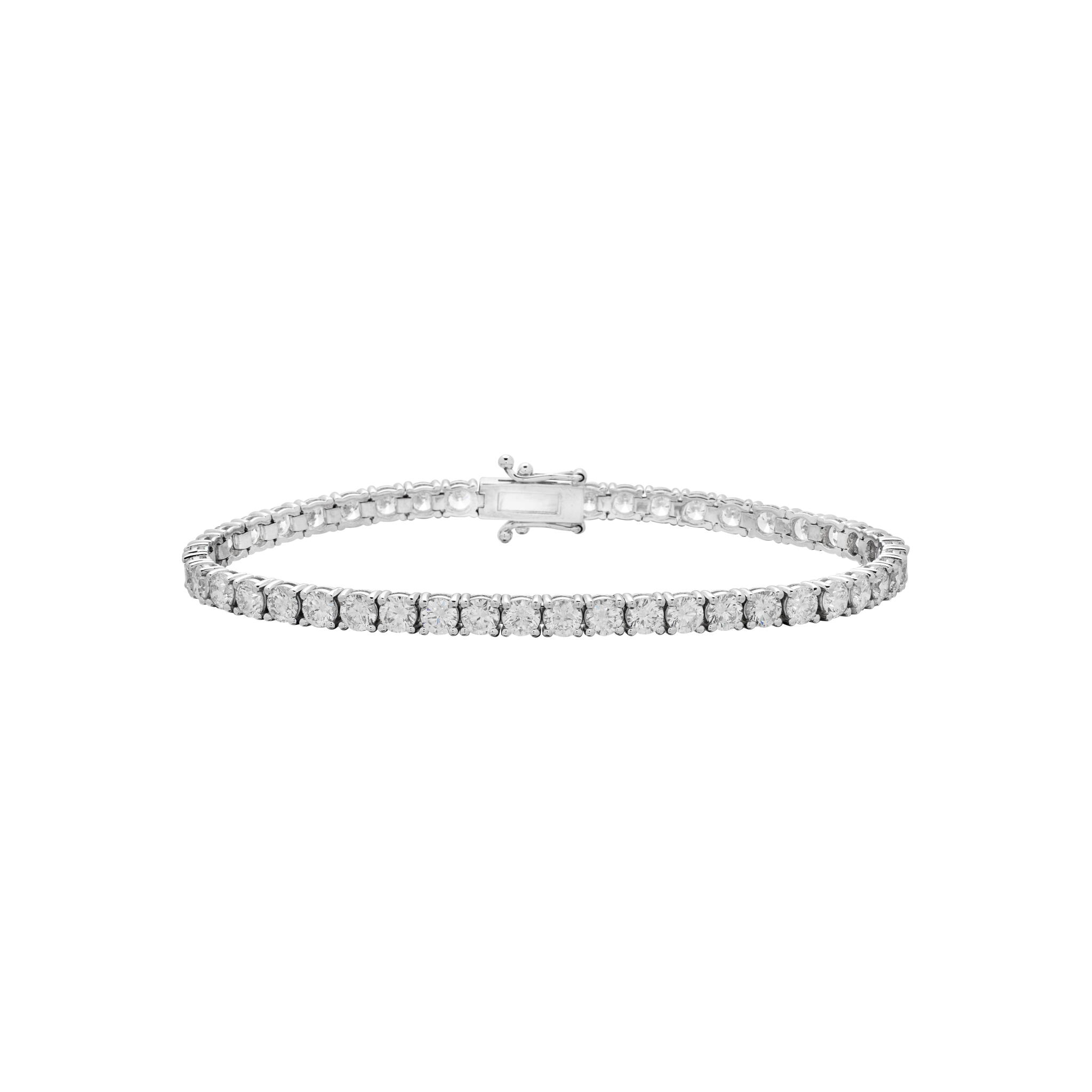 White Gold and 7.00ctw Round Brilliant Cut Diamond Tennis Bracelet — view 1
