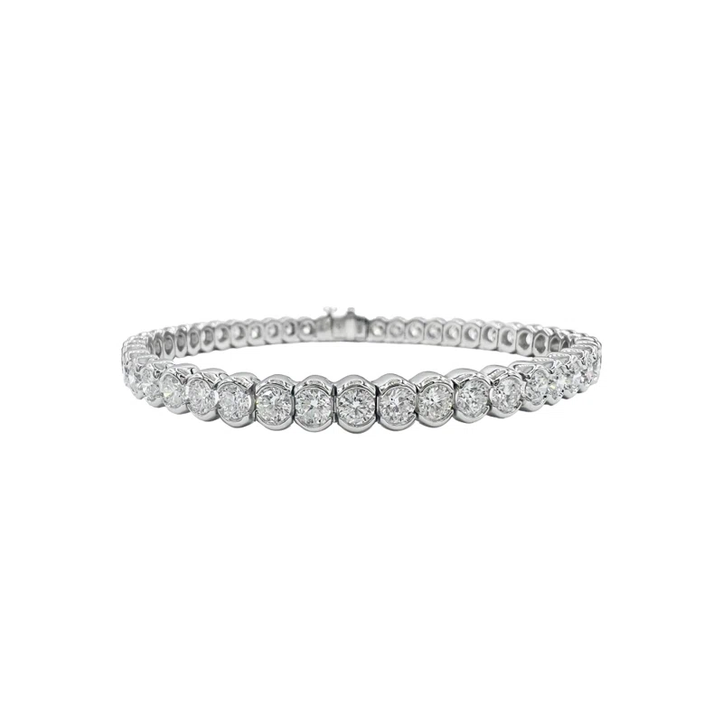 White Gold and 7.10ctw Round Brilliant Cut Diamond Tennis Bracelet