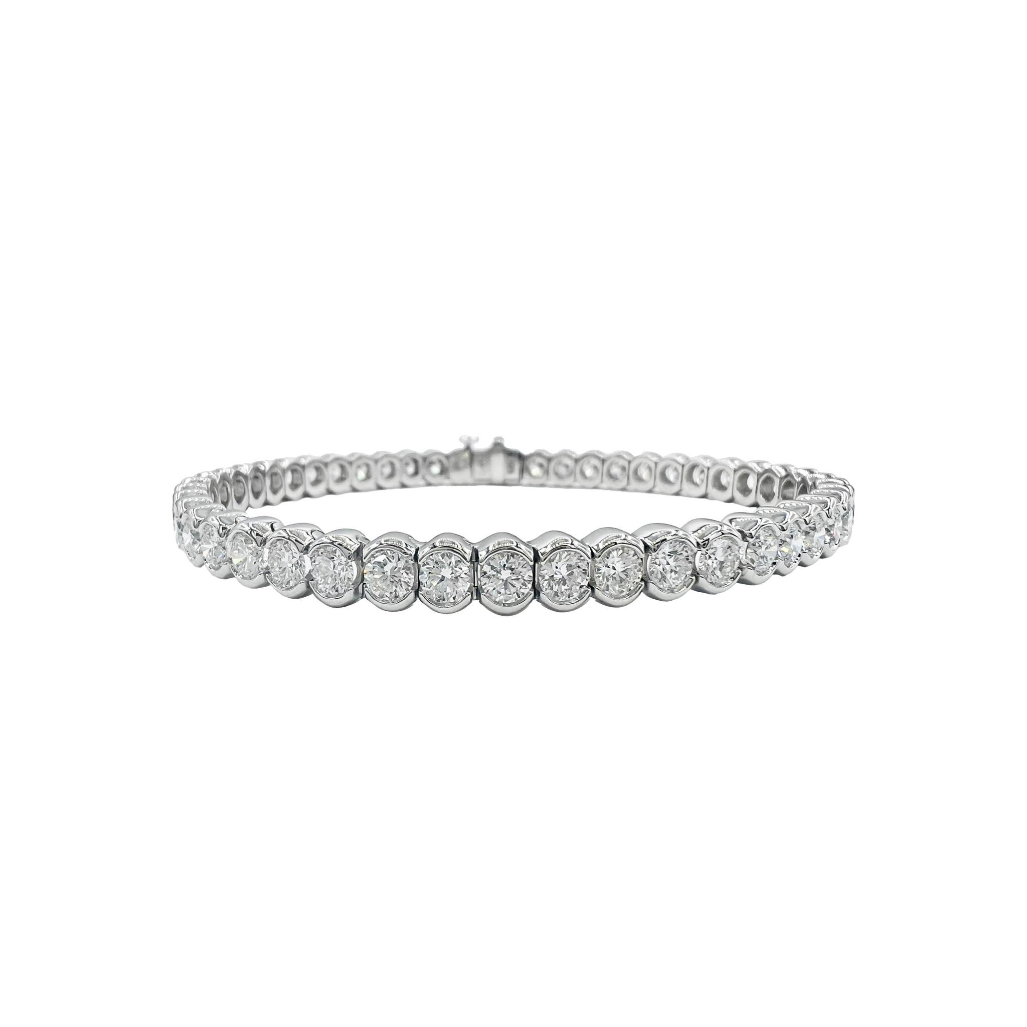 White Gold and 7.10ctw Round Brilliant Cut Diamond Tennis Bracelet — view 1