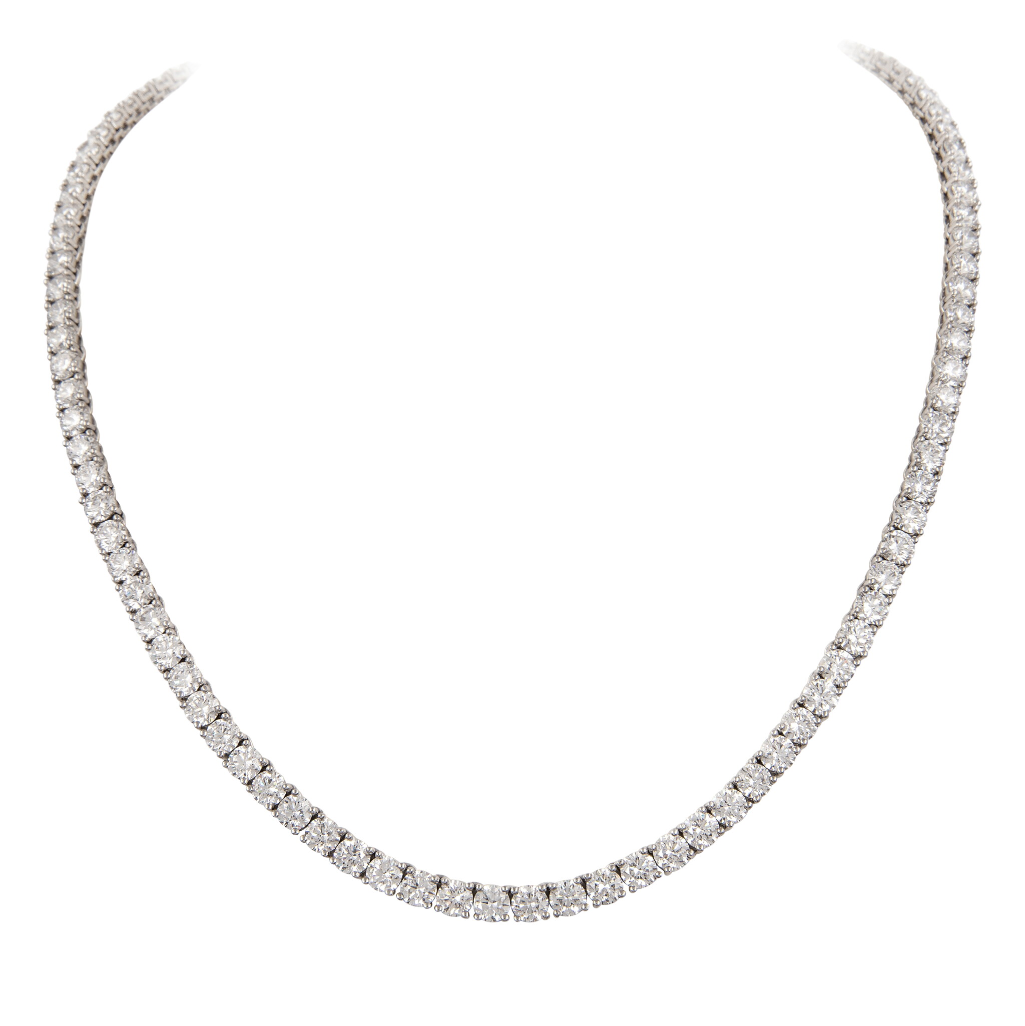 White Gold and 7.55ct Diamond Tennis Necklace — view 1