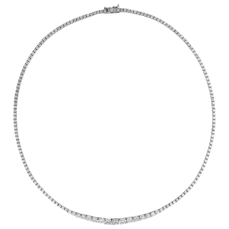 White Gold and 7.65ctw Round Brilliant Cut Diamond Rivière Tennis Necklace
