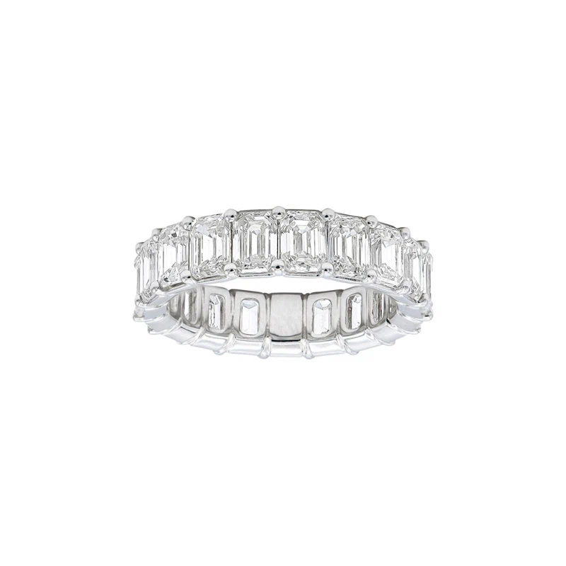 White Gold and 7.10ct Emerald Cut Diamond Eternity Band Ring