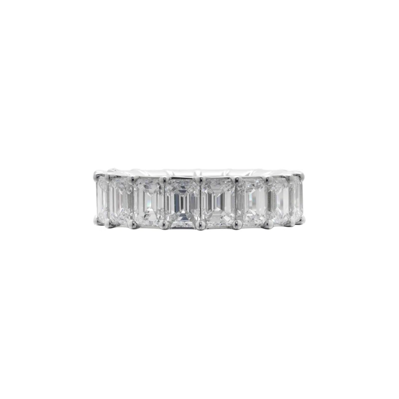 White Gold and 7.25ctw Emerald Cut Diamond Eternity Band Ring